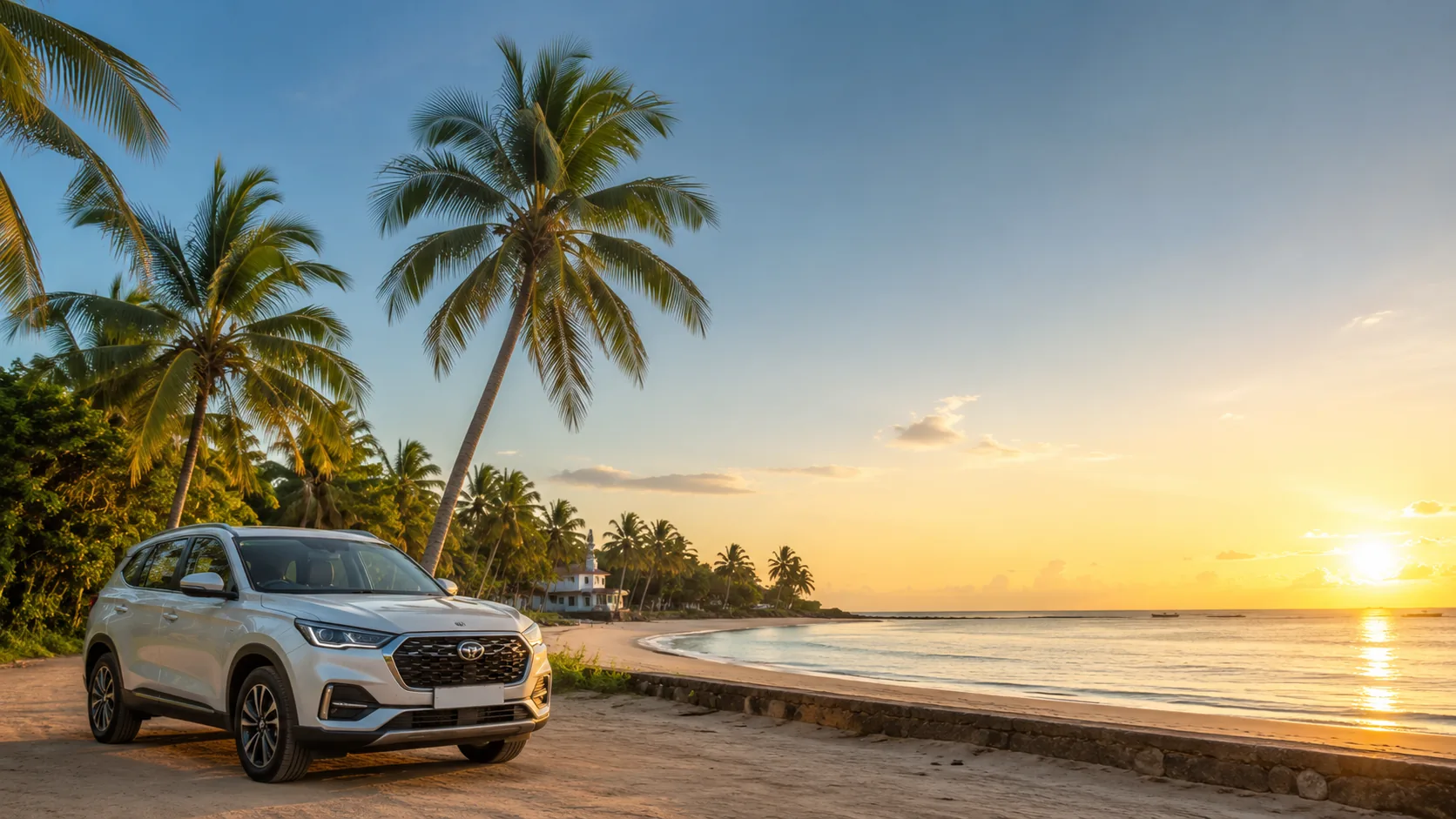 RG Rent A Car vehicle on the Sri Lankan east coast